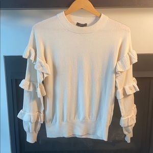 JCrew ivory wool ruffle sleeve sweater